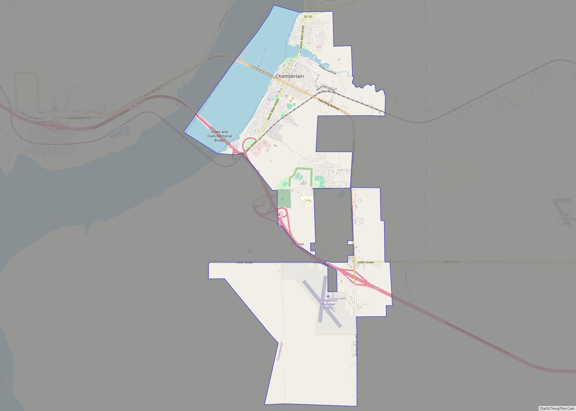 Map of Chamberlain city