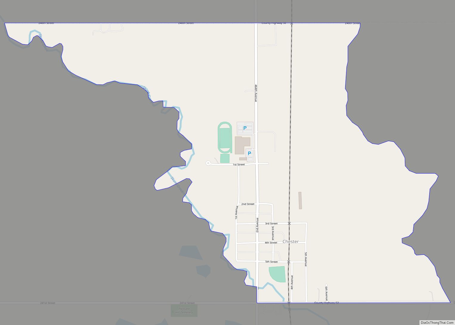 Map of Chester CDP, South Dakota