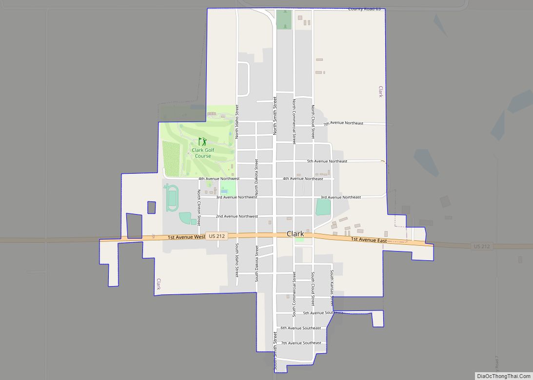 Map of Clark city, South Dakota