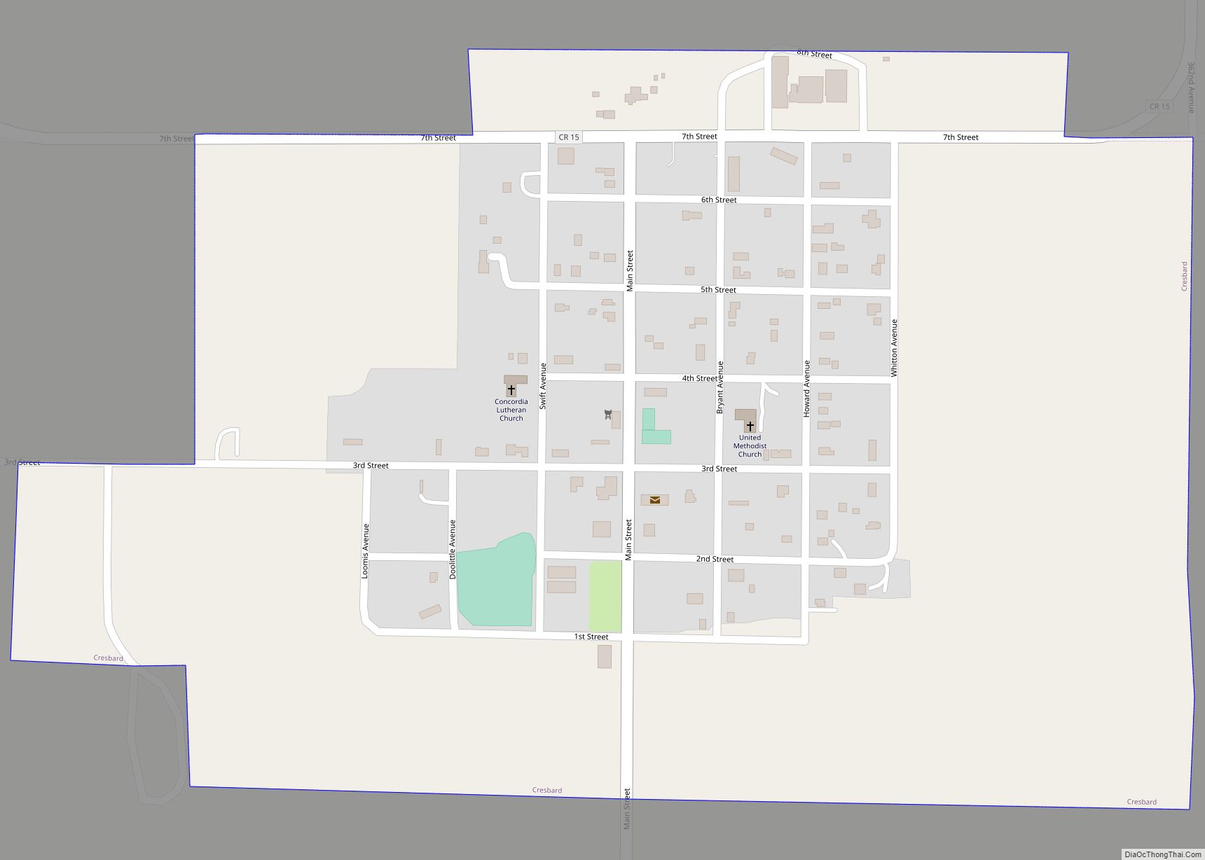 Map of Cresbard town