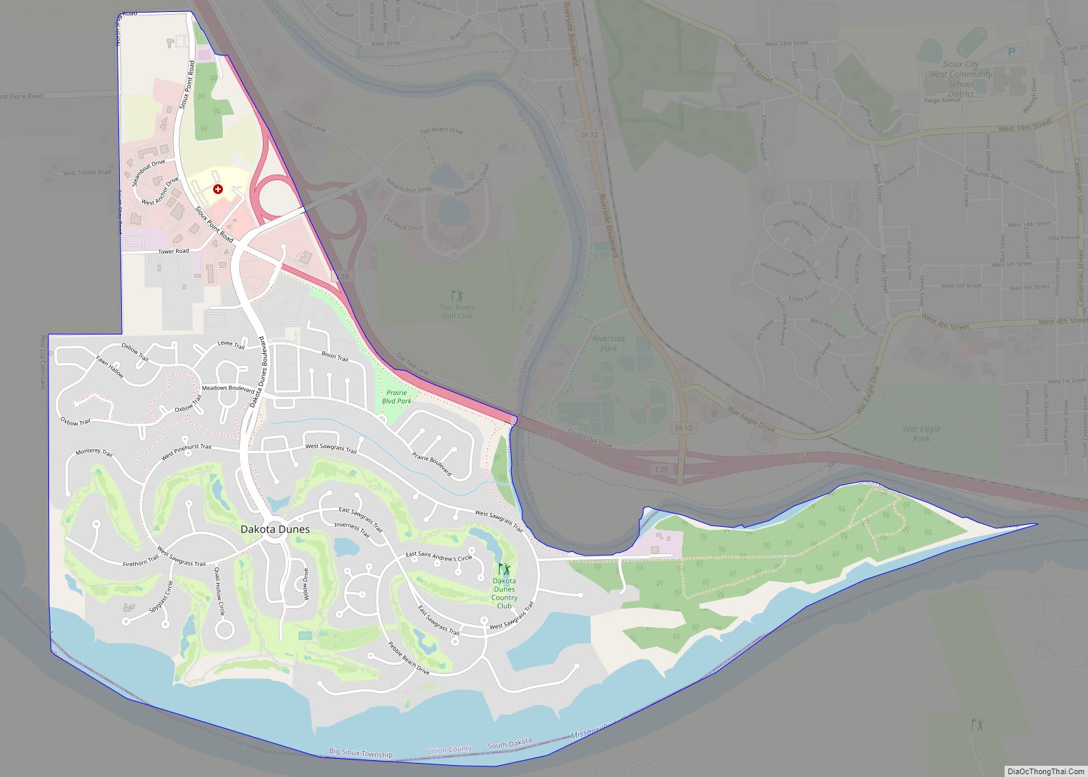 Map of Dakota Dunes CDP