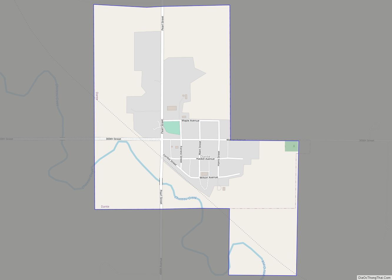 Map of Dante town, South Dakota