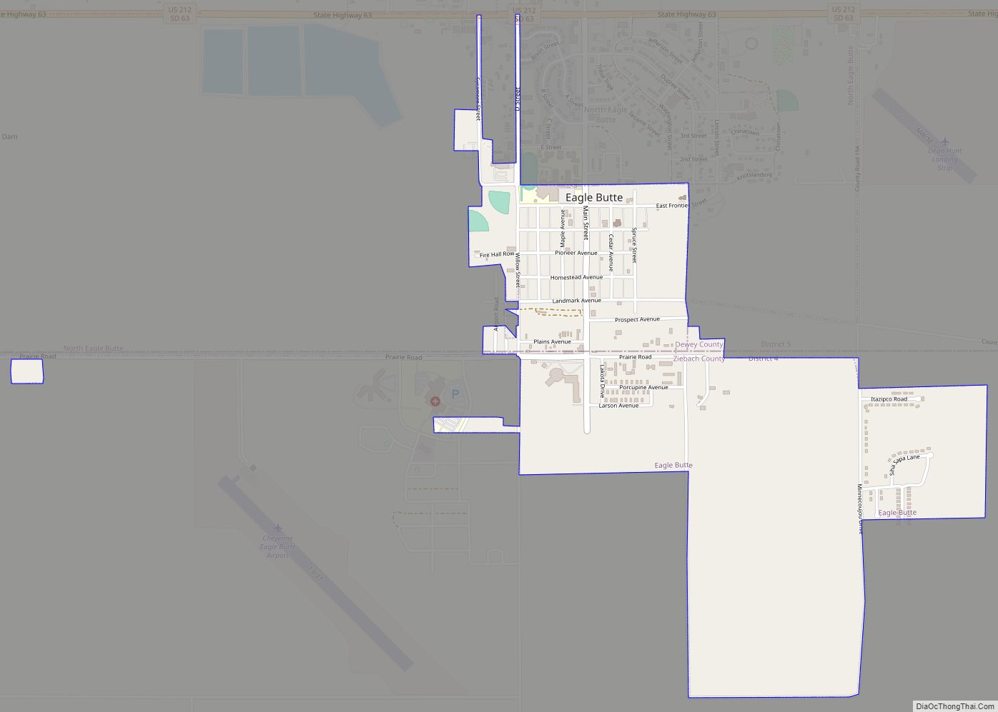 Map of Eagle Butte city