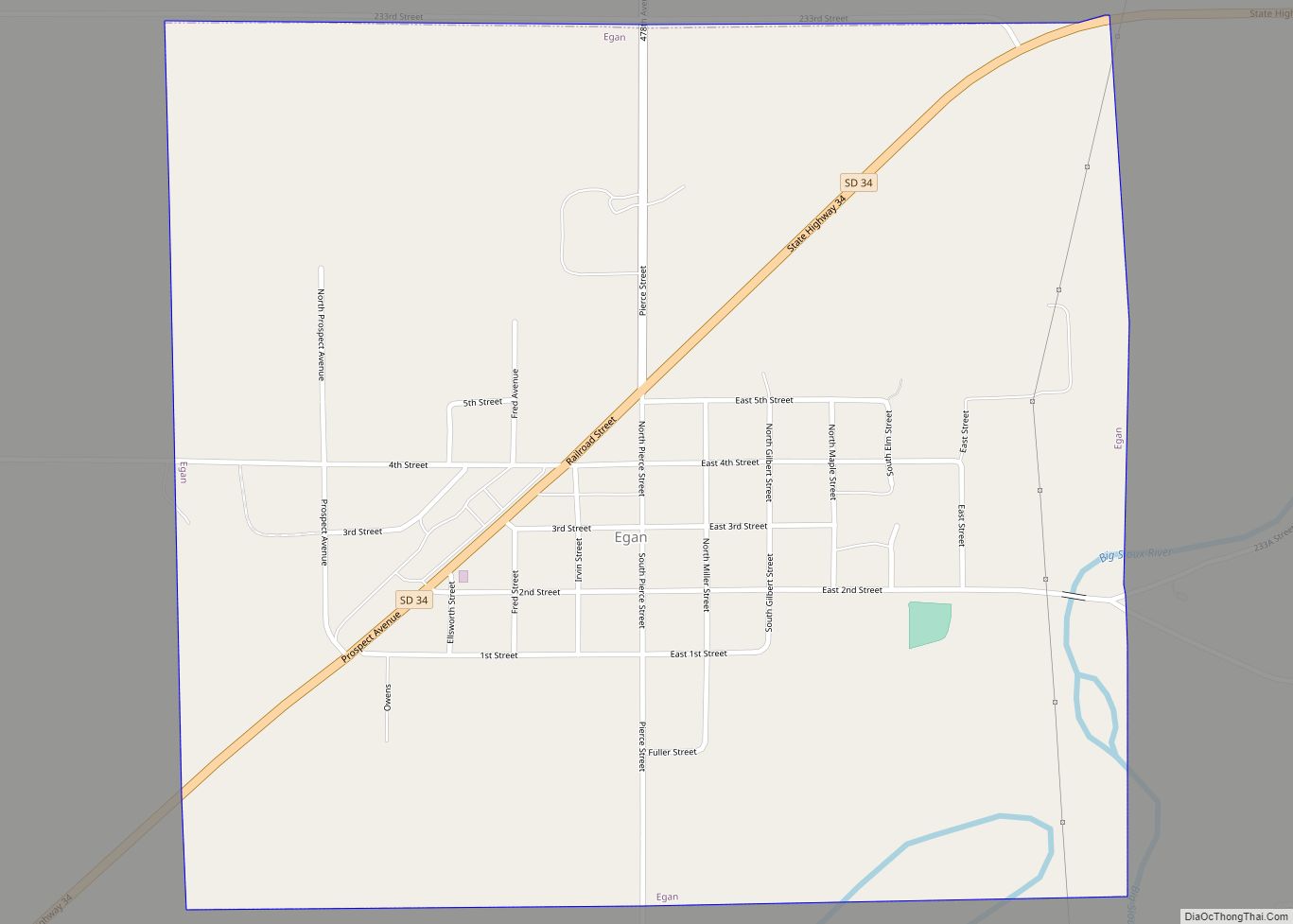 Map of Egan city, South Dakota