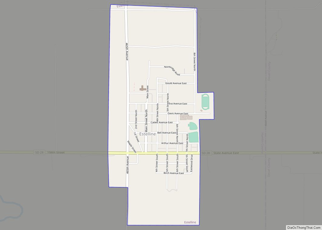 Map of Estelline city, South Dakota