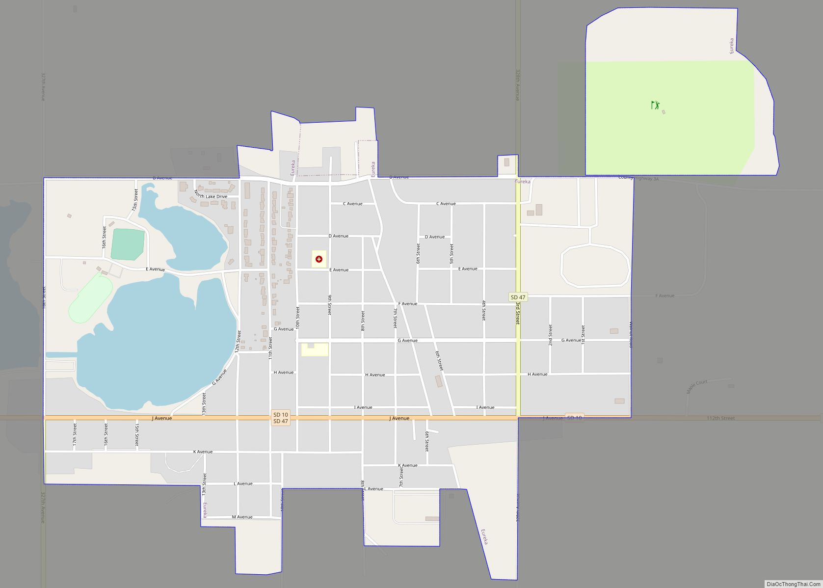 Map of Eureka city, South Dakota