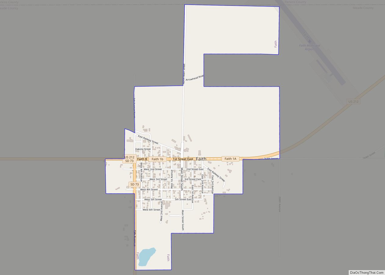 Map of Faith city, South Dakota