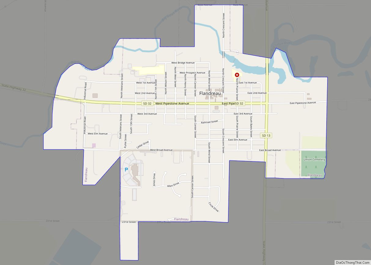 Map of Flandreau city