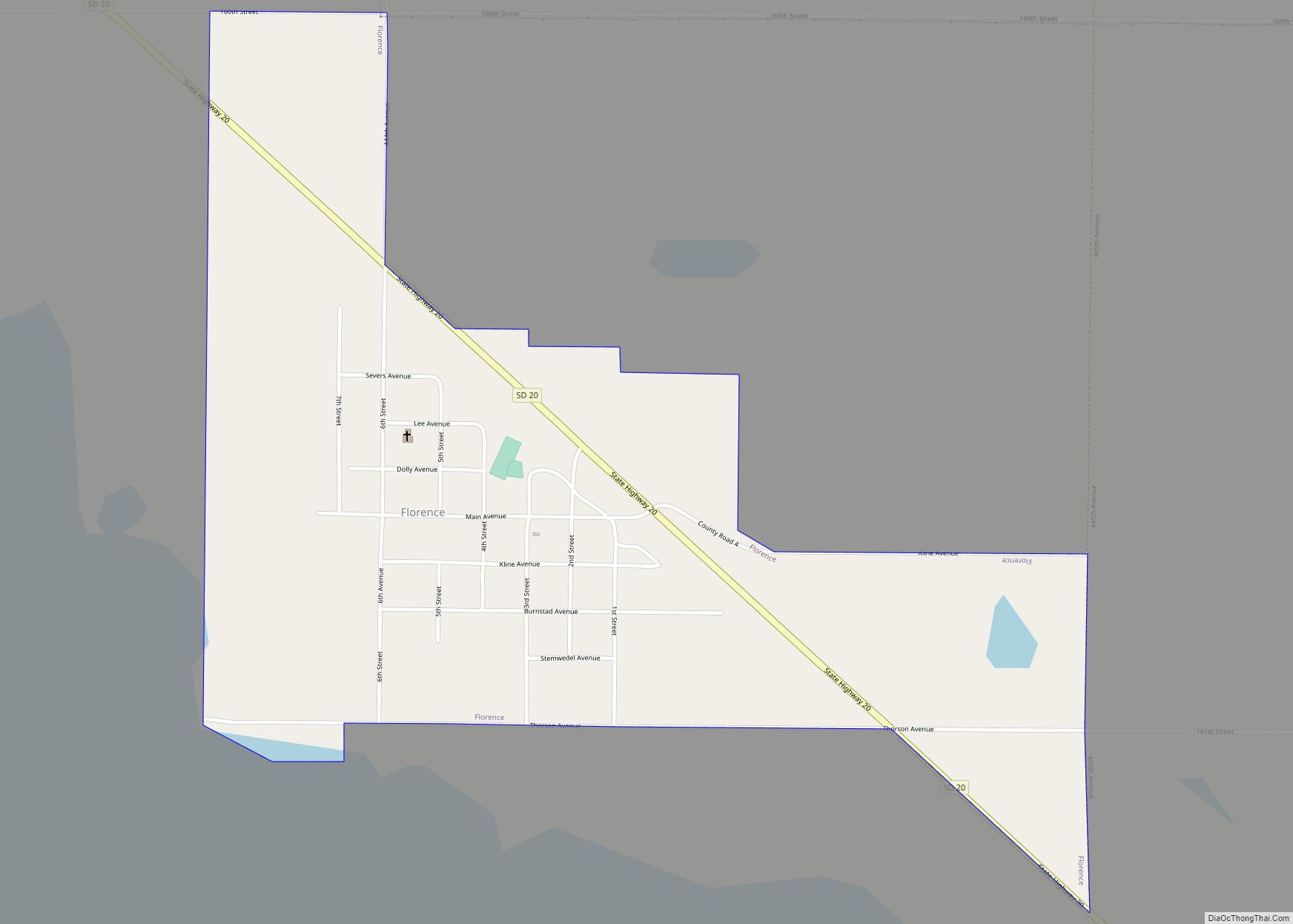 Map of Florence town, South Dakota