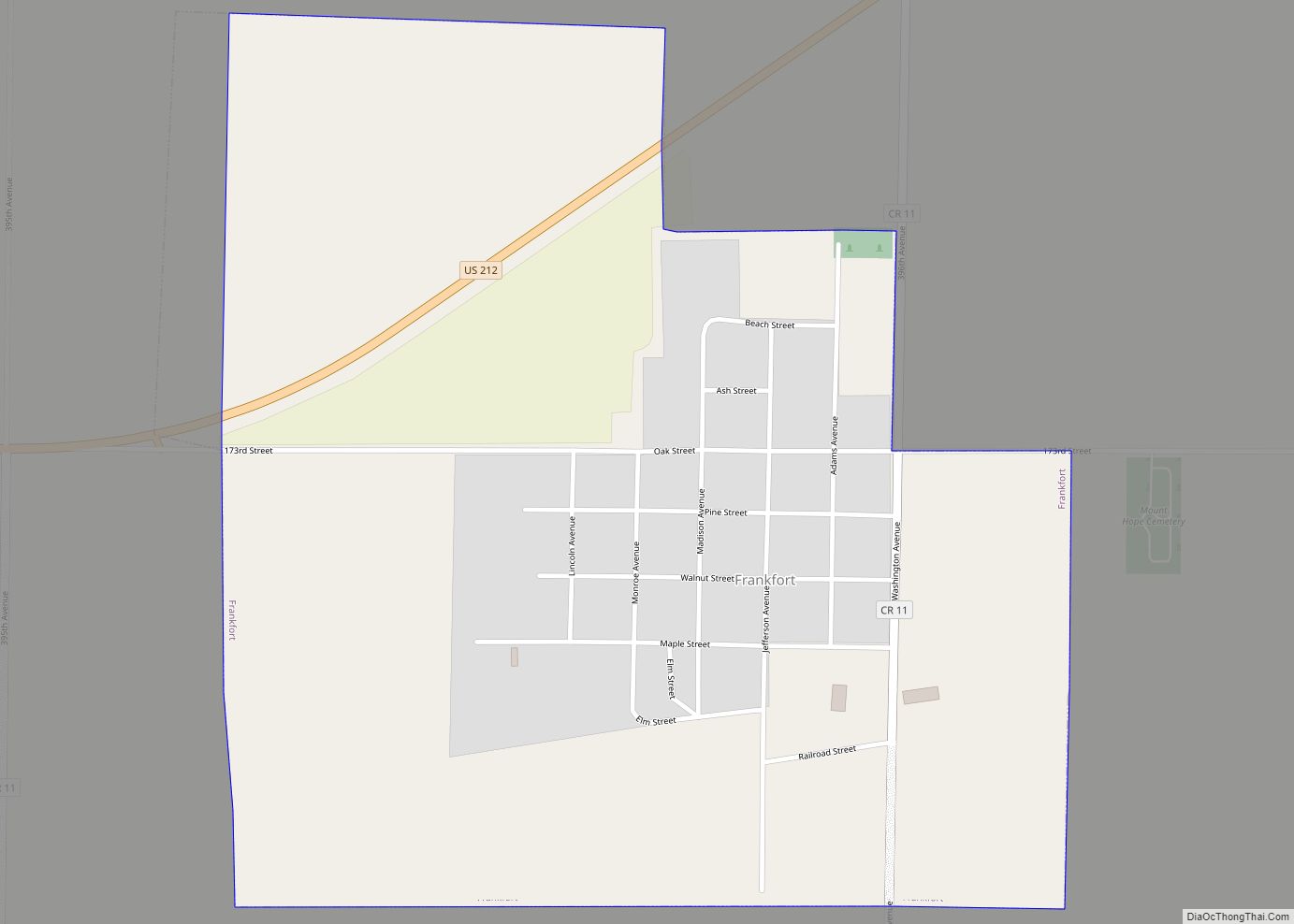 Map of Frankfort city, South Dakota