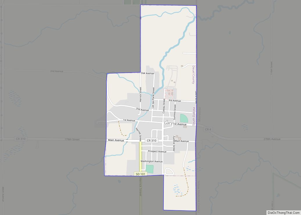 Map of Gary city, South Dakota