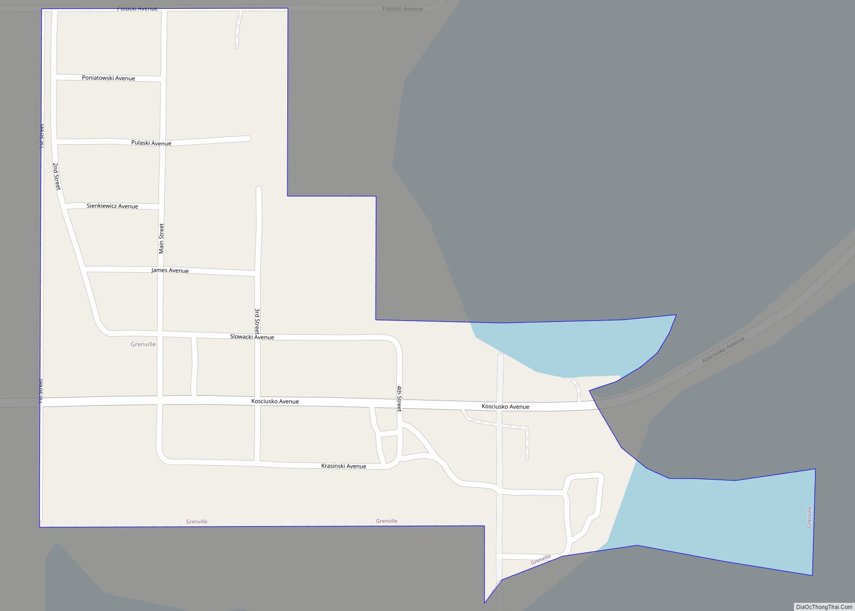 Map of Grenville town, South Dakota