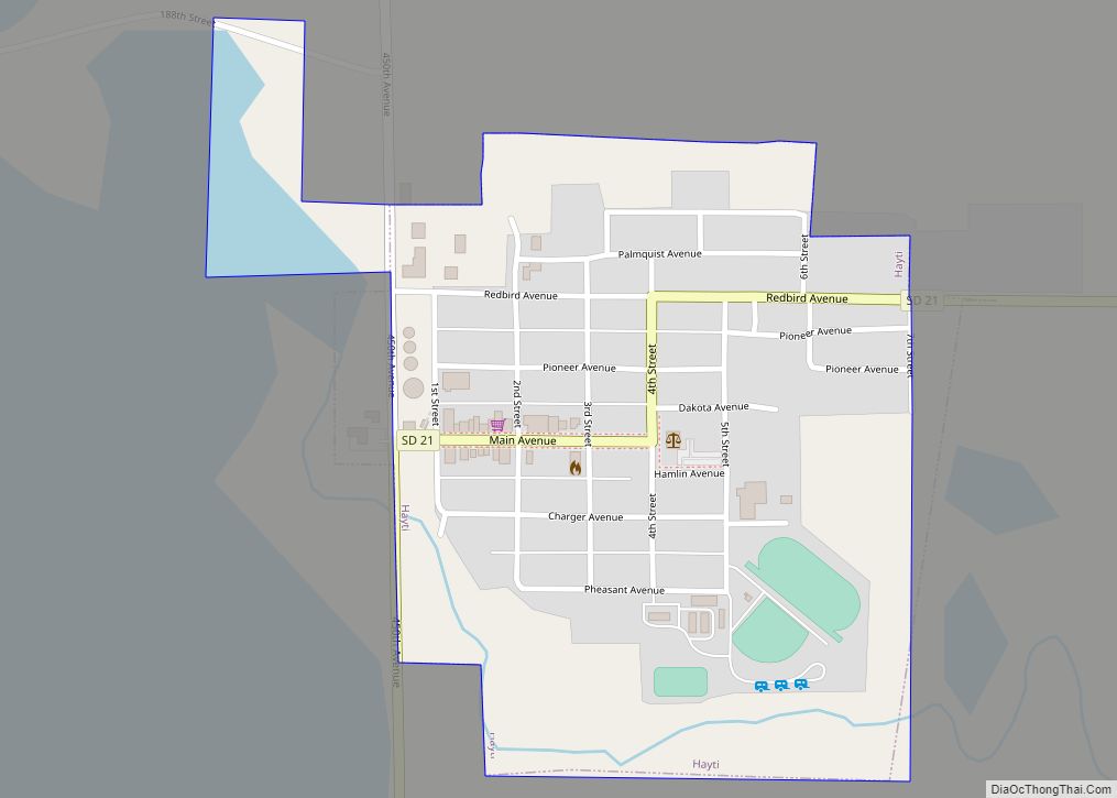 Map of Hayti town, South Dakota