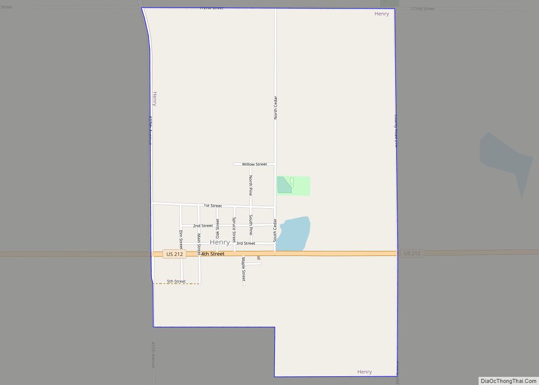 Map of Henry town, South Dakota