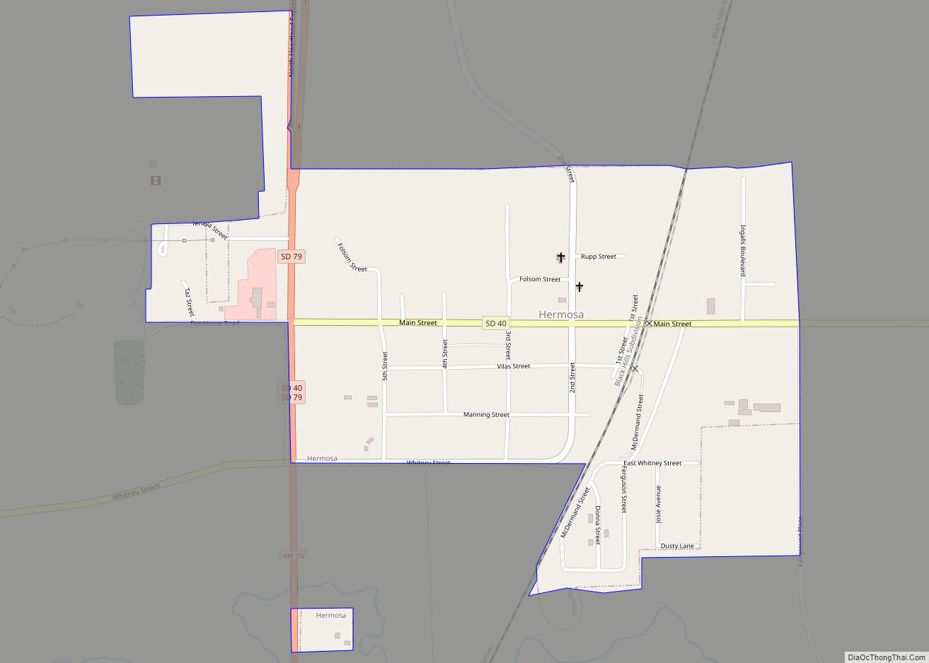 Map of Hermosa town