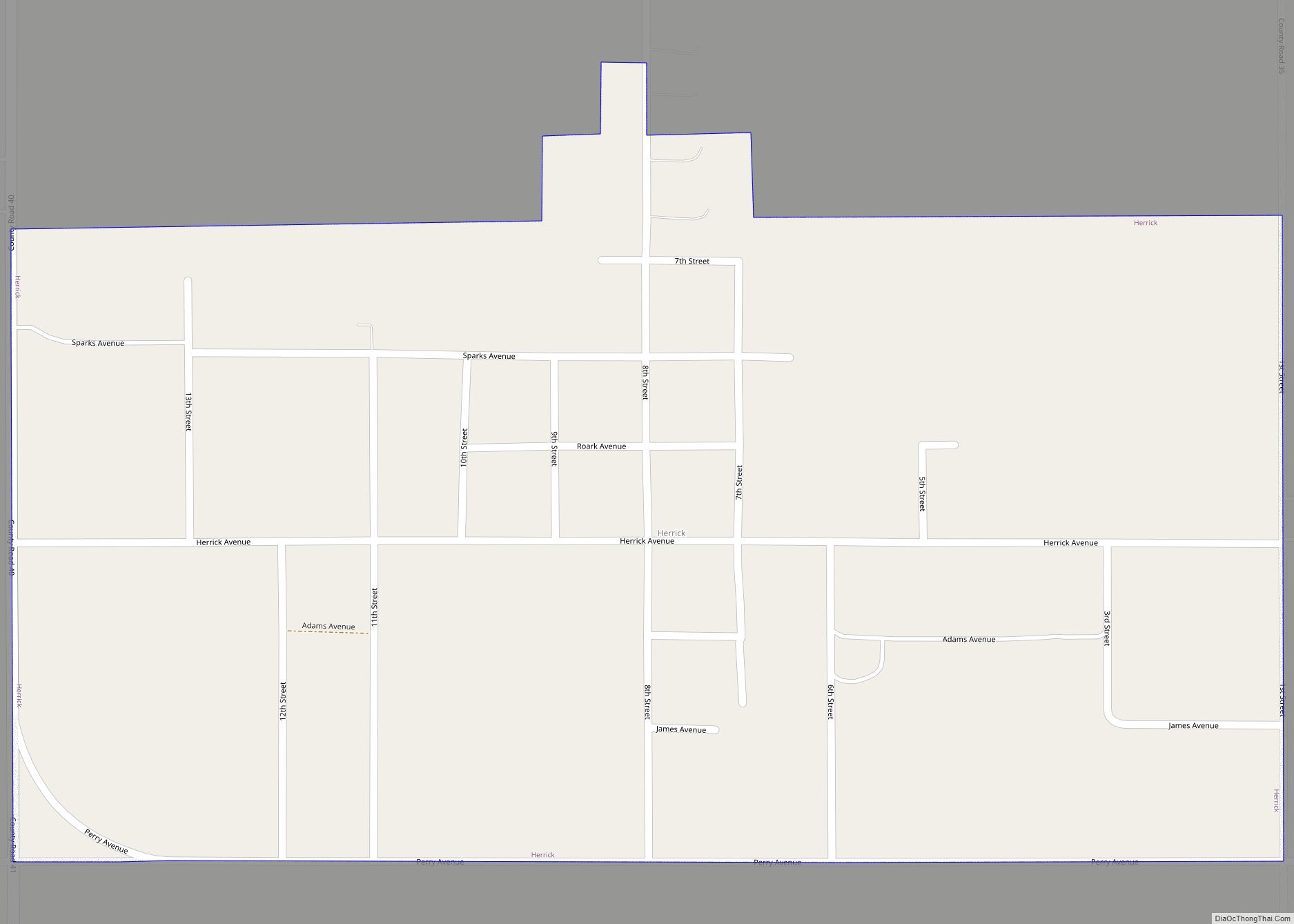 Map of Herrick town, South Dakota