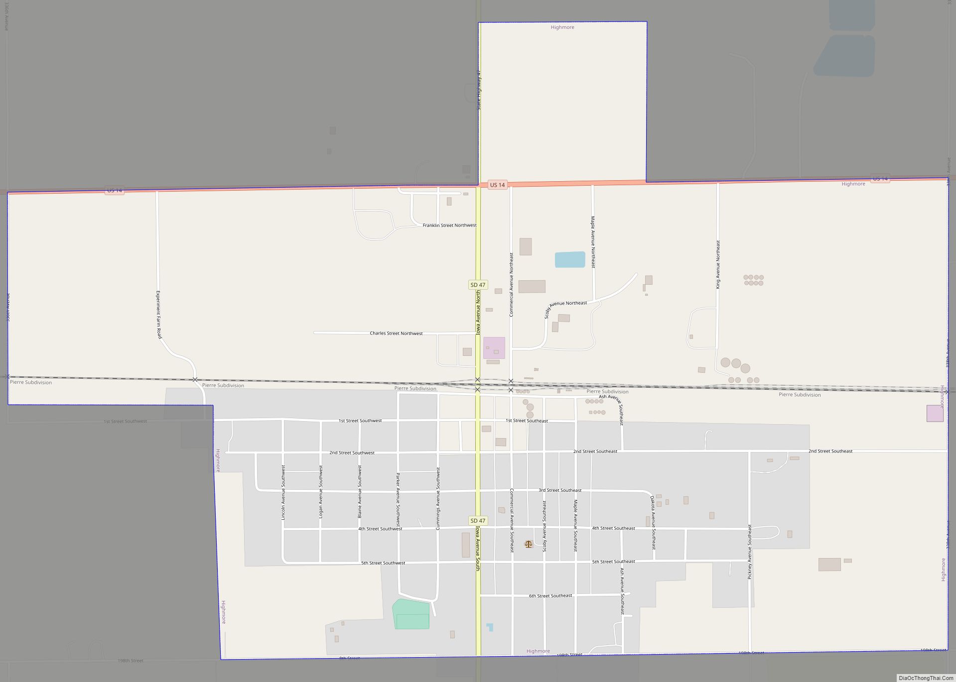 Map of Highmore city