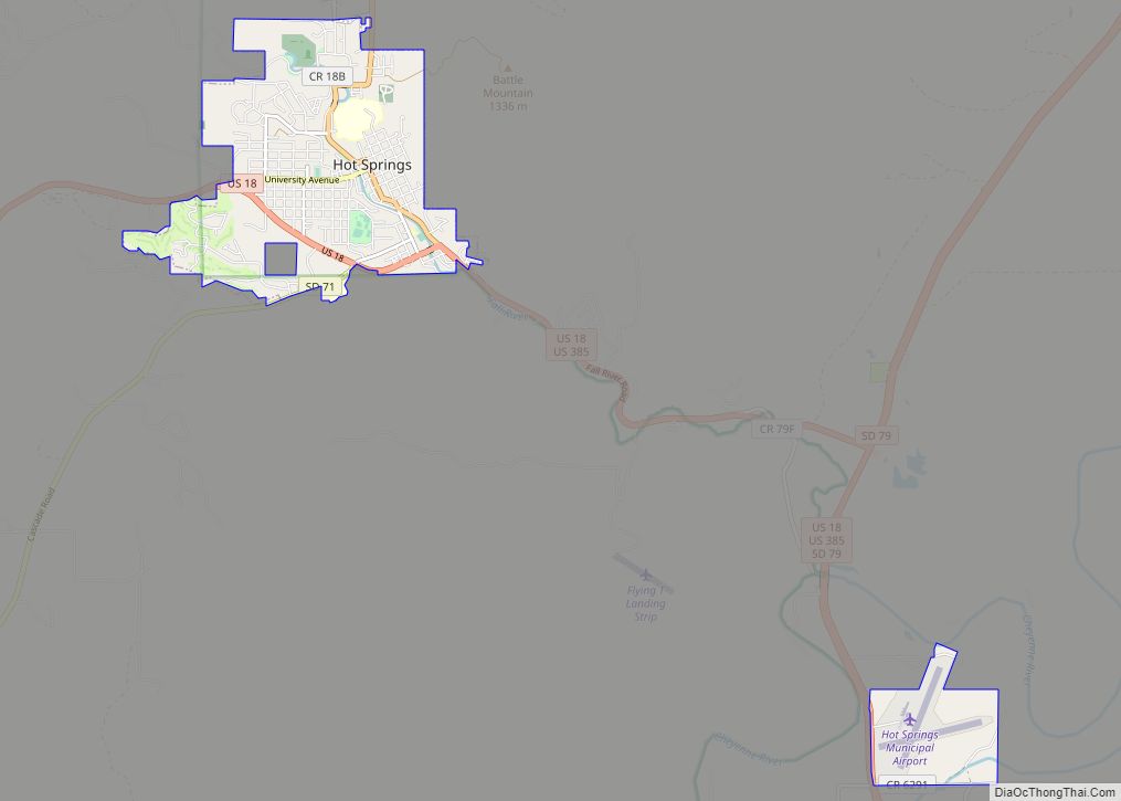 Map of Hot Springs city, South Dakota