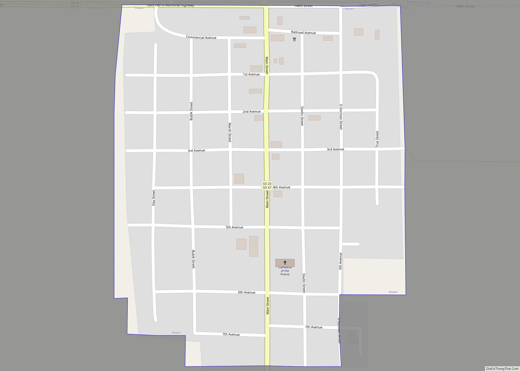 Map of Hoven town