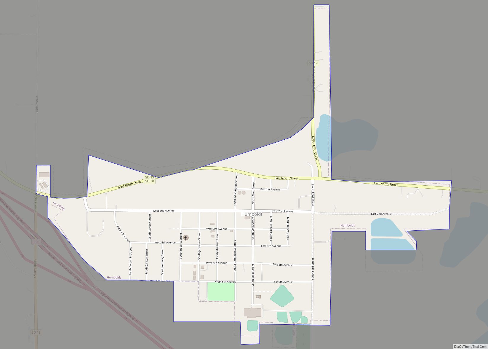 Map of Humboldt town, South Dakota