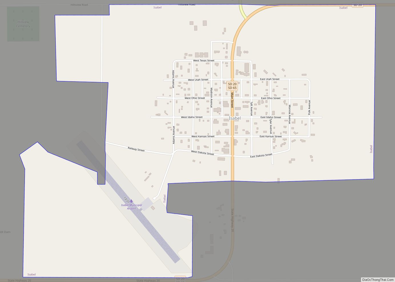 Map of Isabel town, South Dakota