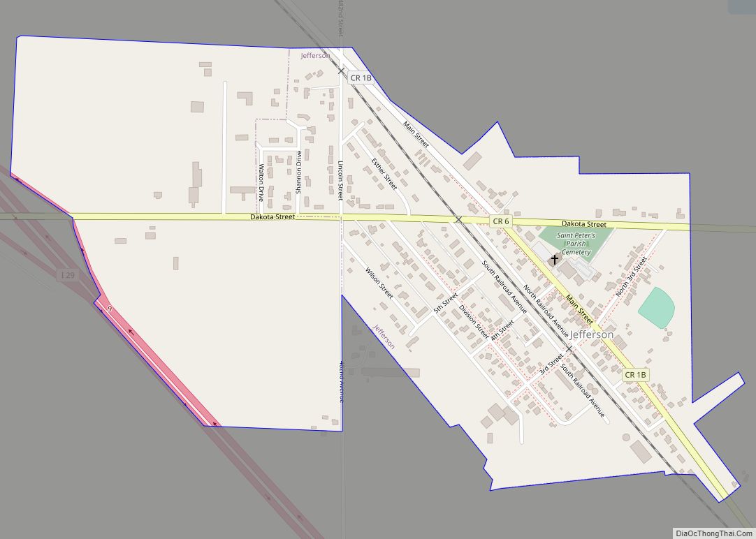 Map of Jefferson city, South Dakota