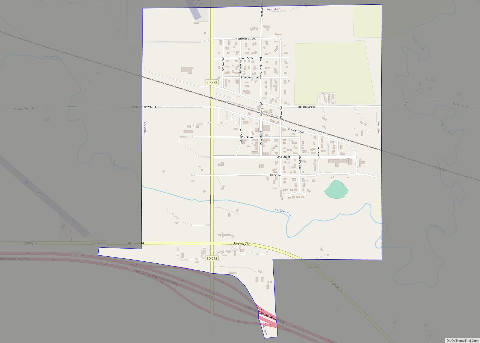 Map of Kennebec town