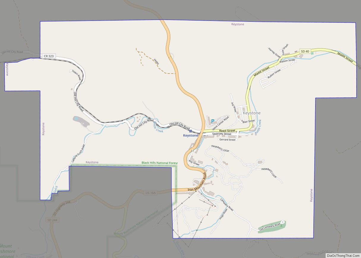 Map of Keystone town, South Dakota