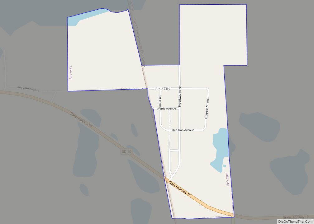 Map of Lake City town, South Dakota