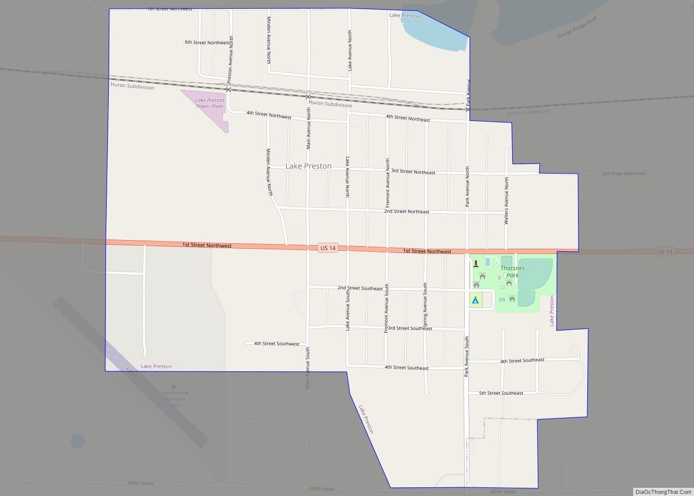 Map of Lake Preston city