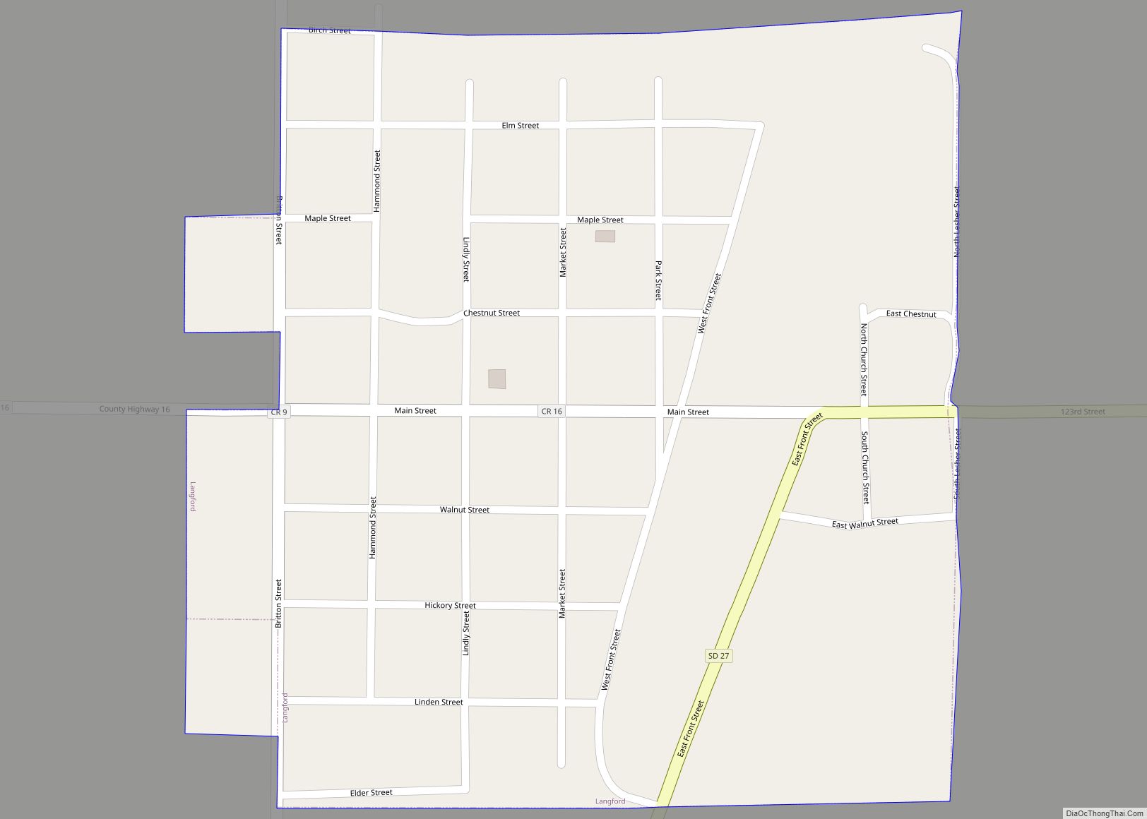 Map of Langford town