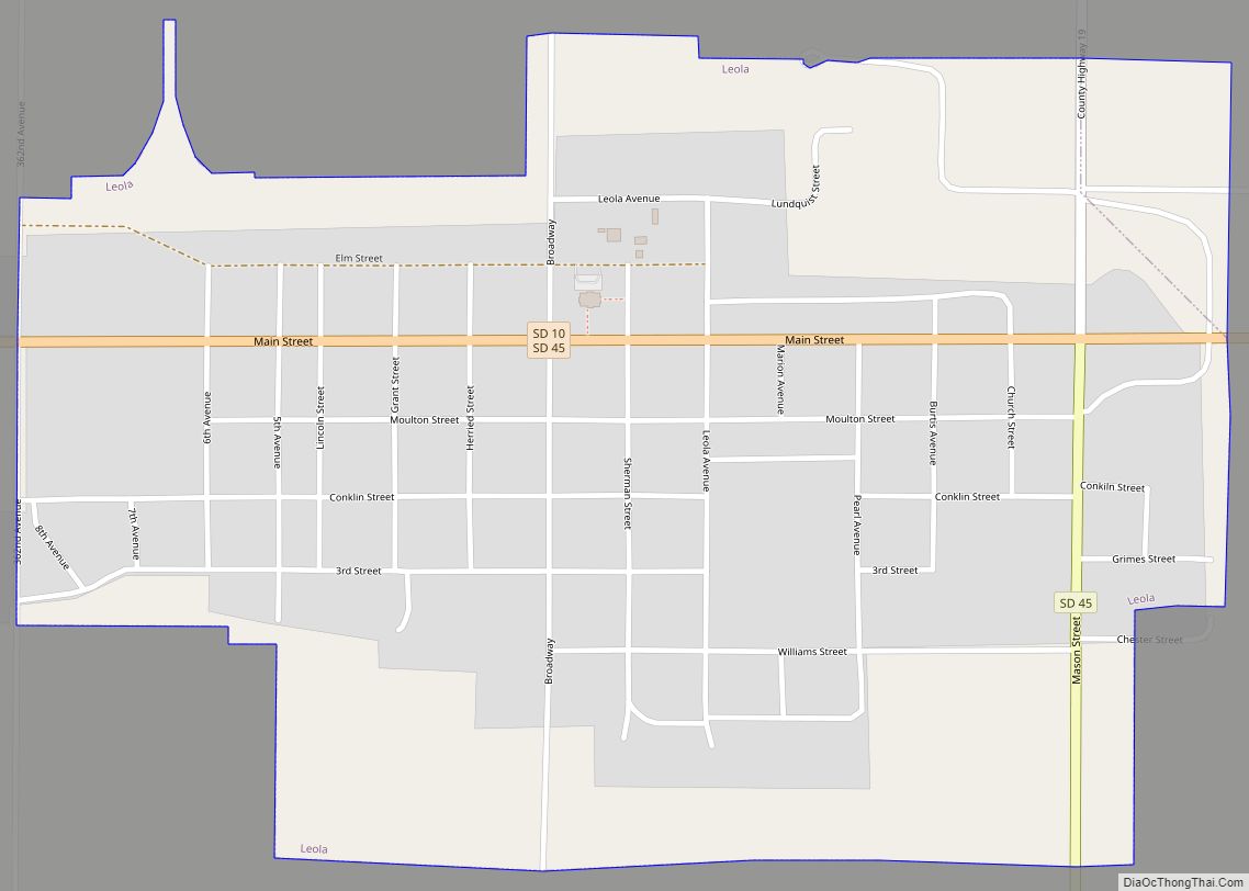 Map of Leola city, South Dakota