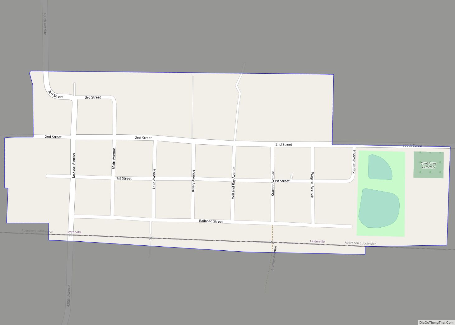 Map of Lesterville town