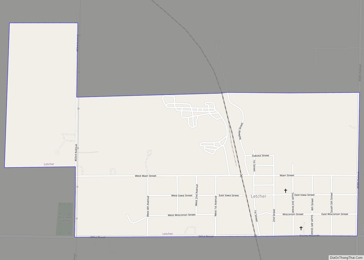 Map of Letcher town