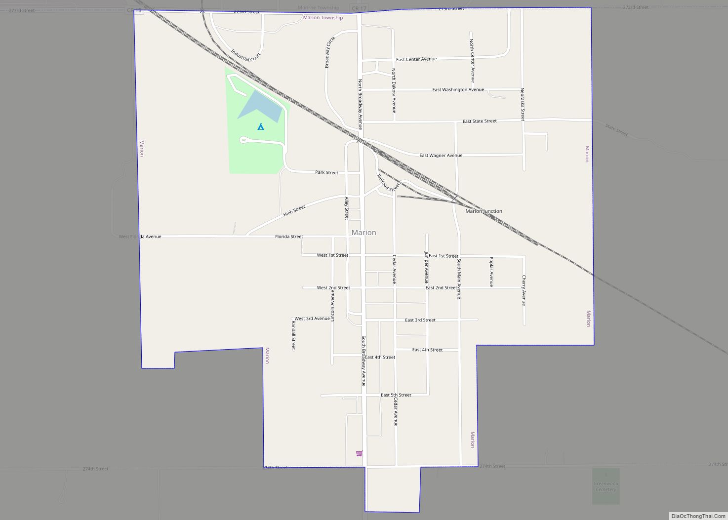 Map of Marion city, South Dakota