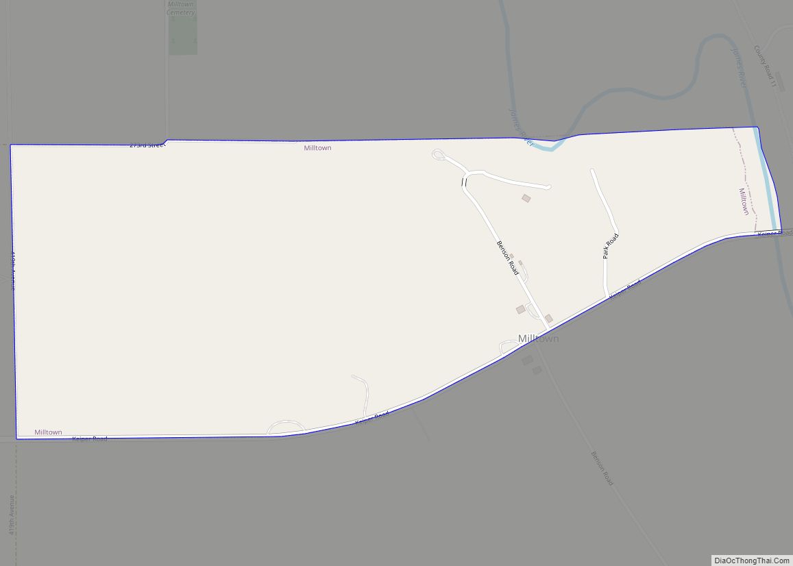 Map of Milltown CDP, South Dakota