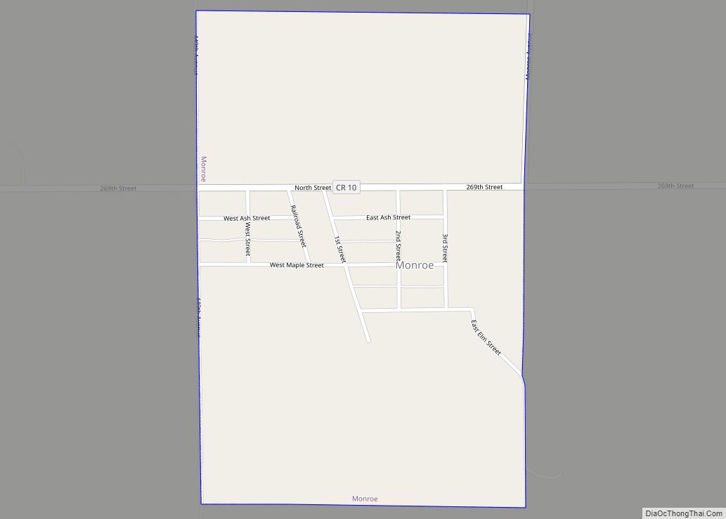 Map of Monroe town, South Dakota