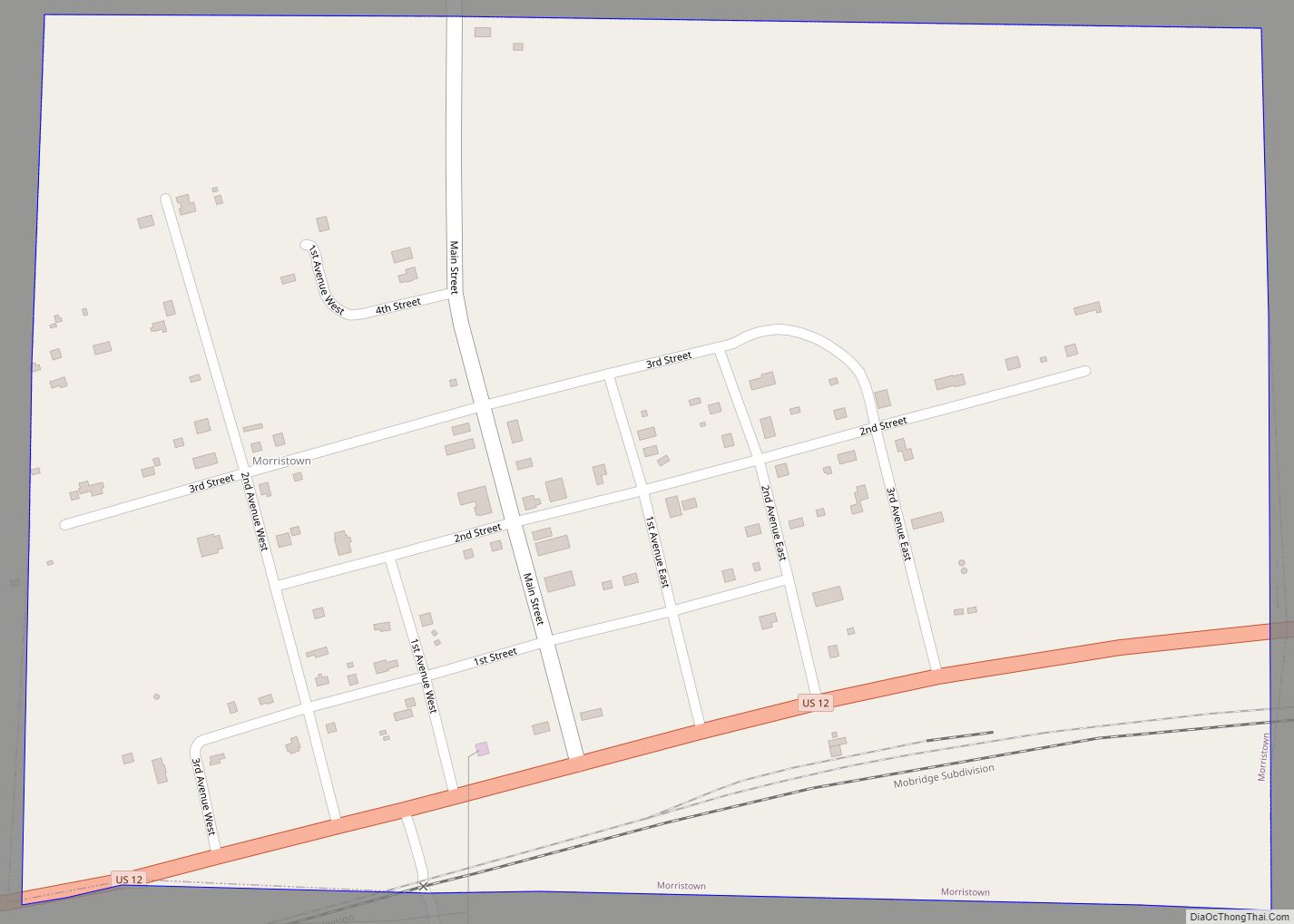 Map of Morristown town, South Dakota