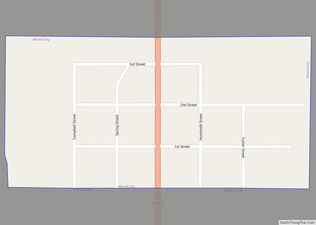 Map of Mound City town, South Dakota