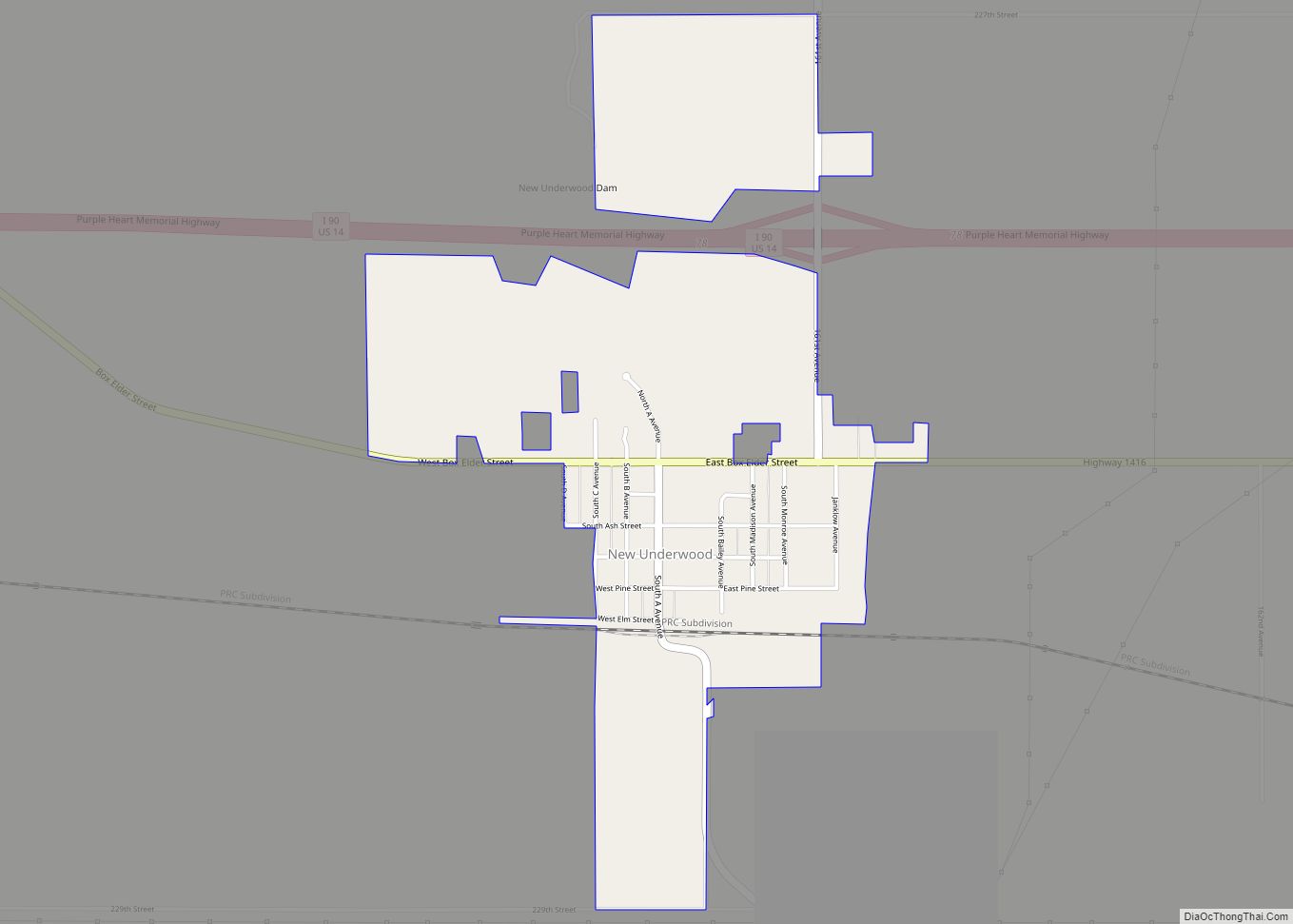 Map of New Underwood city