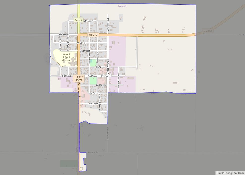 Map of Newell city, South Dakota