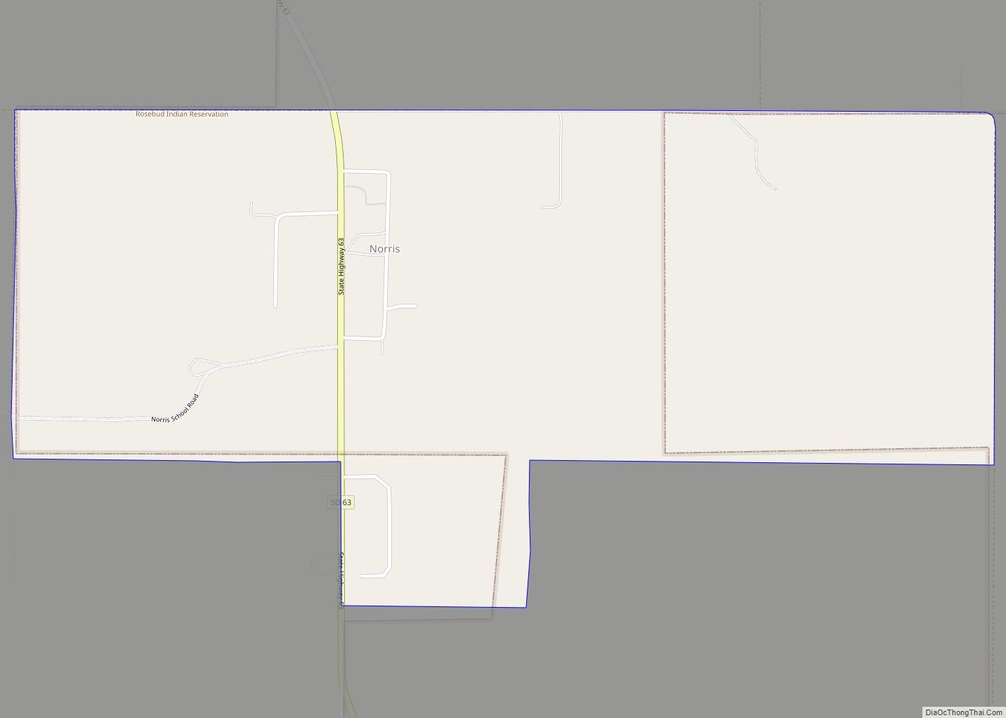 Map of Norris CDP, South Dakota