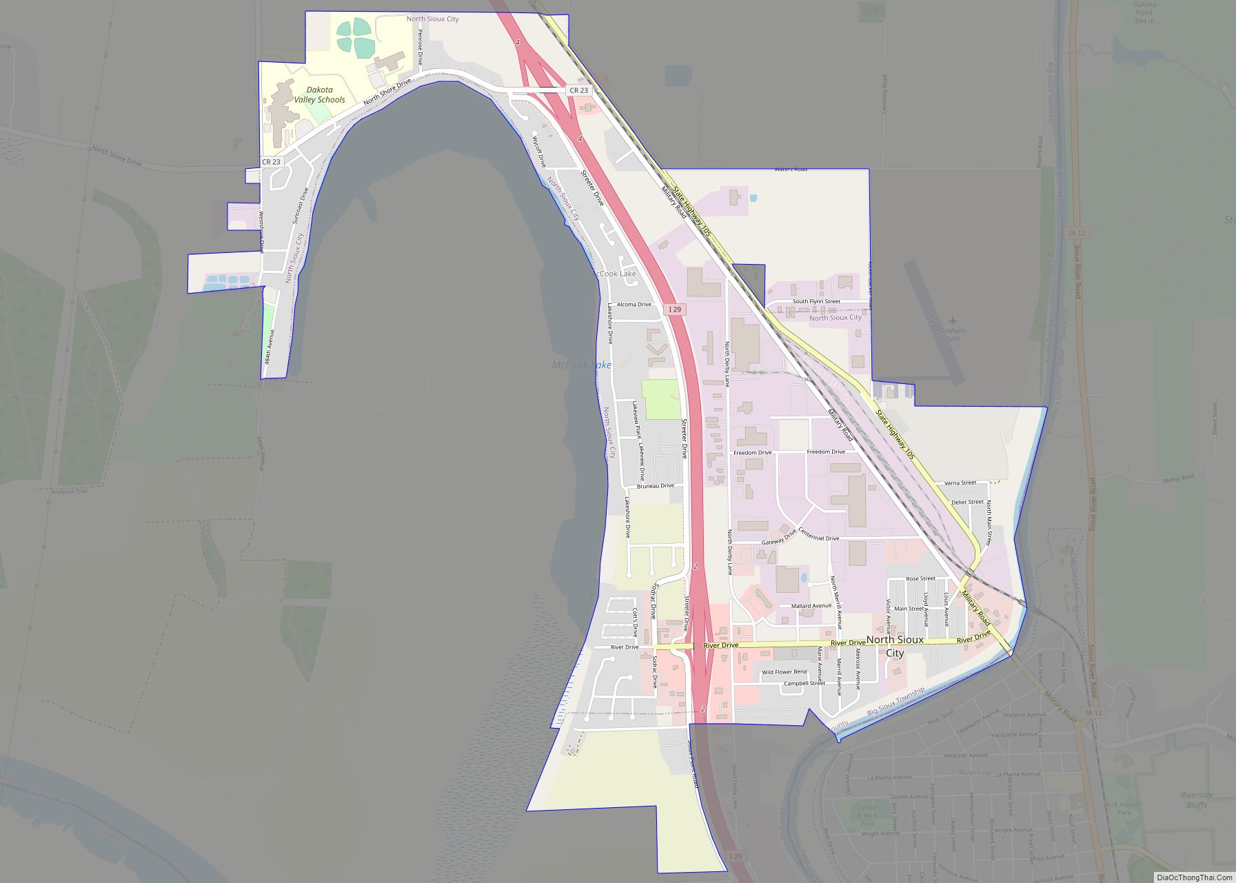 Map of North Sioux City city