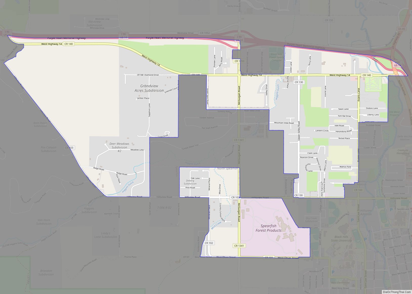 Map of North Spearfish CDP