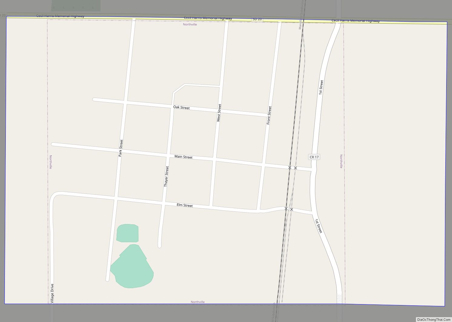 Map of Northville town, South Dakota