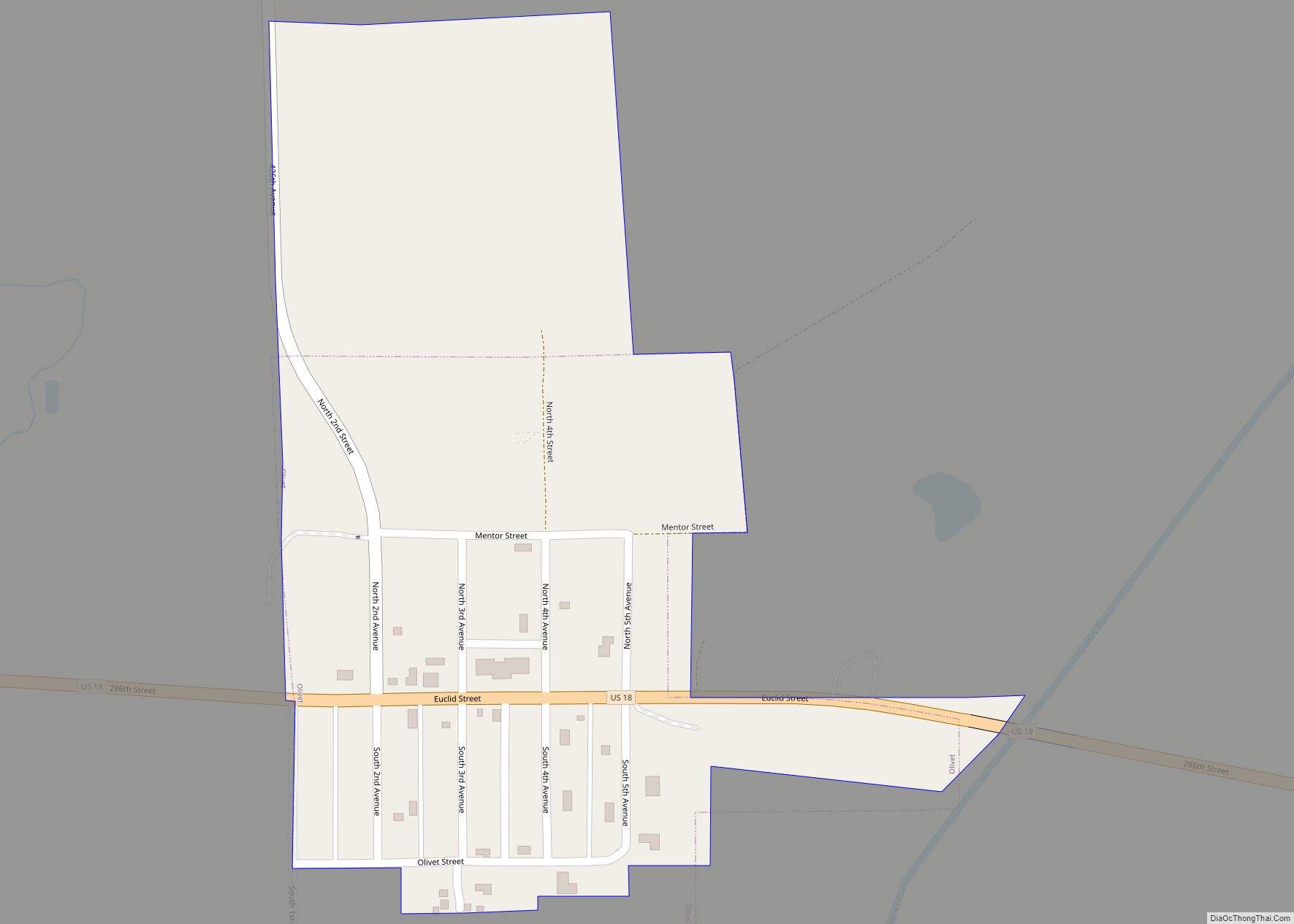 Map of Olivet town, South Dakota