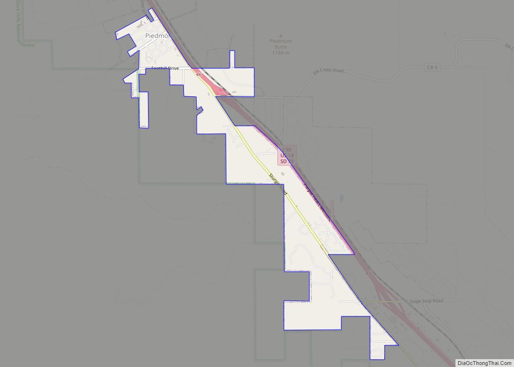 Map of Piedmont city, South Dakota