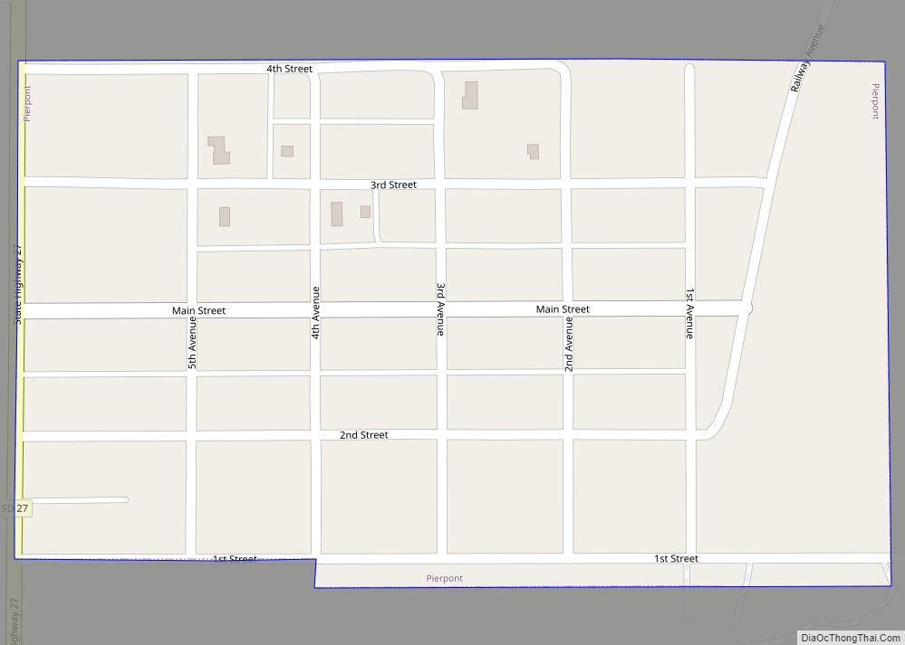 Map of Pierpont town, South Dakota