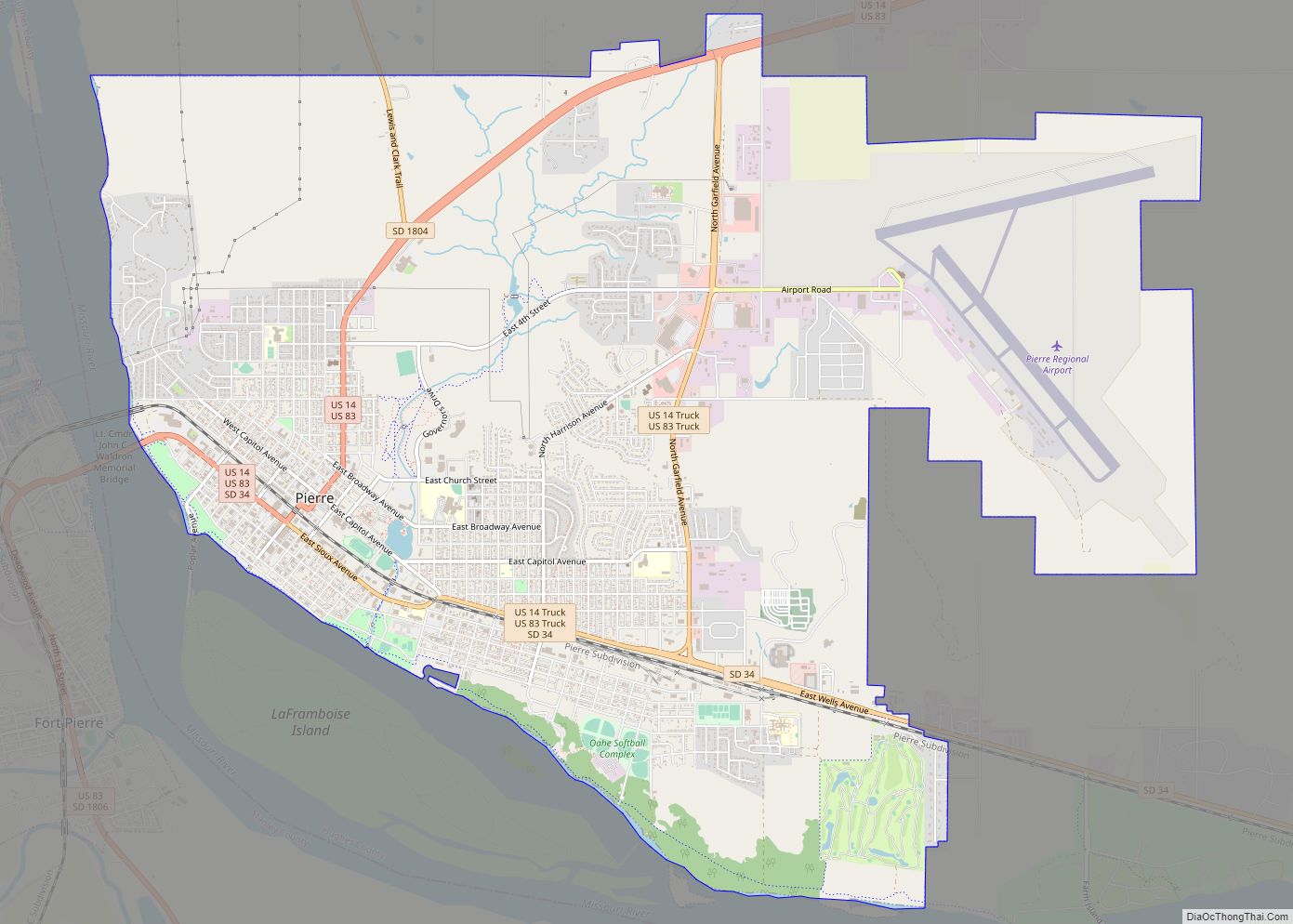 Map of Pierre city