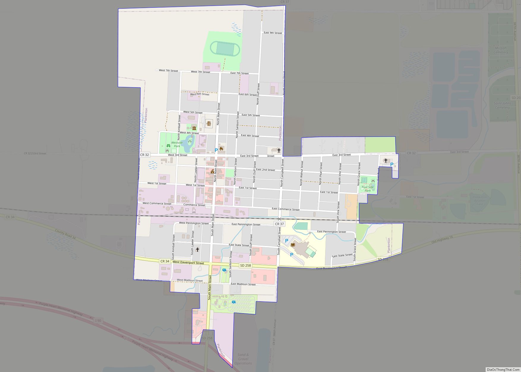 Map of Plankinton city